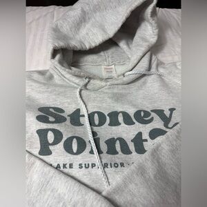 Hanes Light Gray Crewneck Hoodie with Dark Gray 'Stoney Point' Graphic
